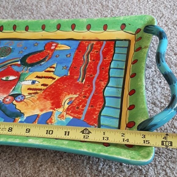 ProsPerity Tree Muzeum Cat handpainted ceramic tray - Picture 7 of 8